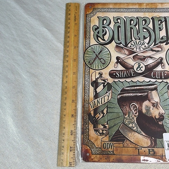 Vintage Vibe Vanity Fair Barber Shop Metal Sign 
Original Design Tin Metal Art - Picture 5 of 6